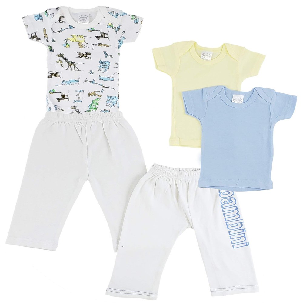 bambini Infant Boys T-Shirts and Track Sweatpants - Medium White/Blue