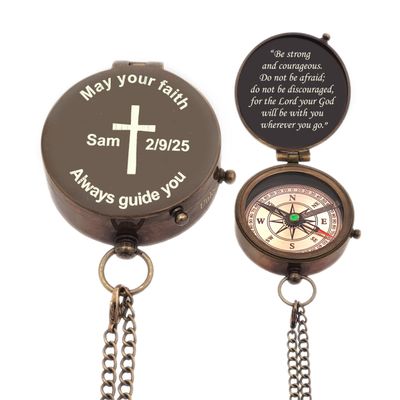 Engraved Nautical Compass, Personalized Compass, Mens Gift, Groomsmen Gift, Wedding Gift, Hiking Gift, Corporate Gift, (Front Engraved with Leather Box)