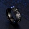 Blowin 8mm EKG Heartbeat Engagement Wedding Band Black Stainless Steel Promise Ring for Men Comfort Fit (His Size 11) view 4