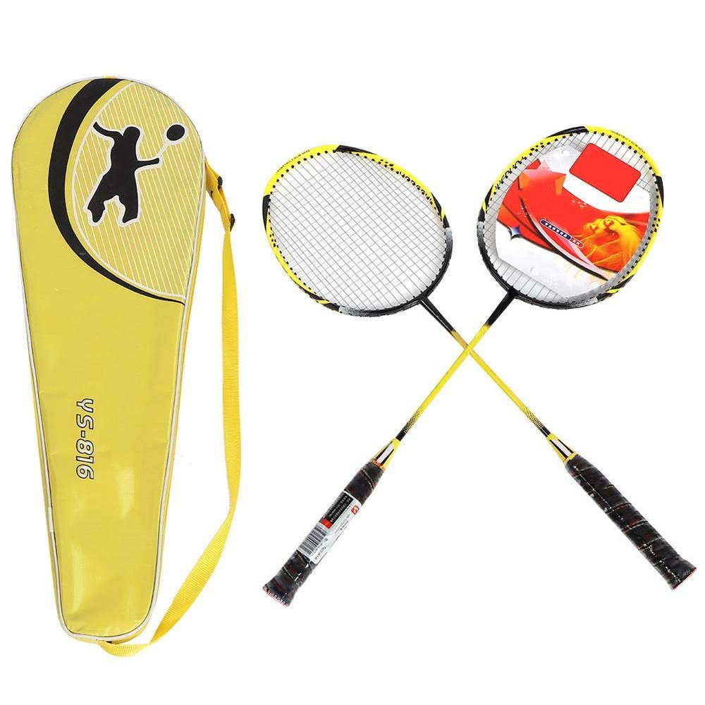 1 Pair Badminton Racket, Aluminium Alloy High-Strength Battledore Badminton Racquet with Carry Bag