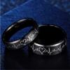 Blowin 8mm EKG Heartbeat Engagement Wedding Band Black Stainless Steel Promise Ring for Men Comfort Fit (His Size 10) view 2