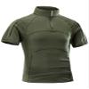 AKARMY Men's Military Short Sleeve T-Shirt, Tactical Cargo Pullover Polo Shirts, Outdoor Camo Shirt with 1/4 Zipper 0312 ArmyGreen view 1