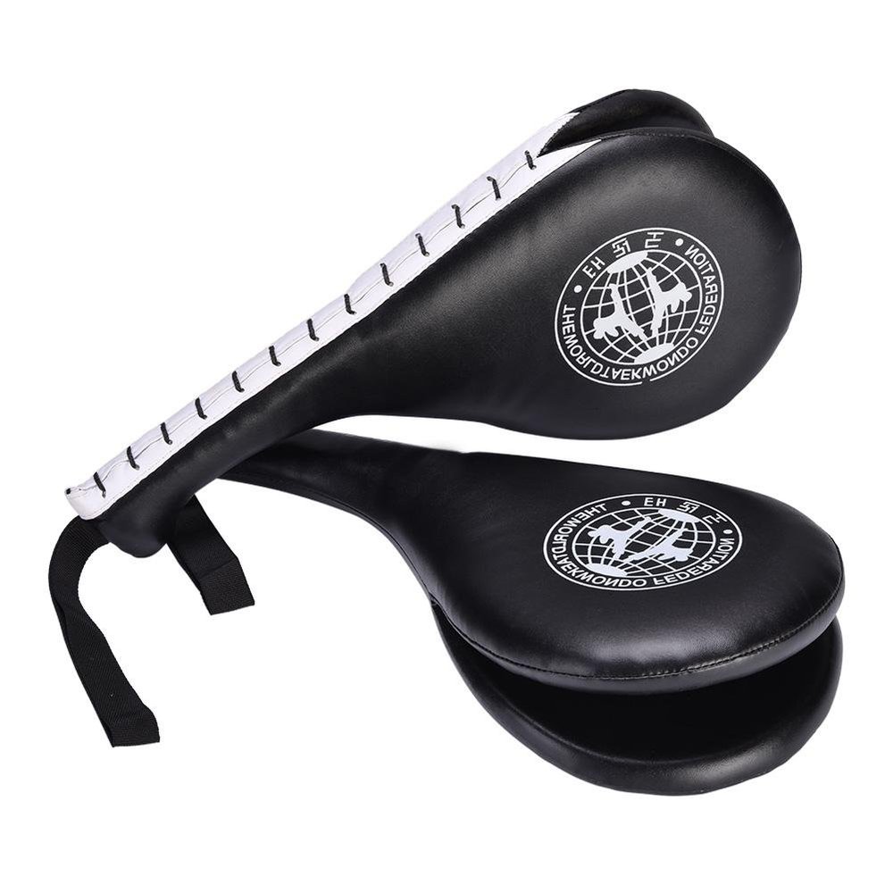 Qiilu Taekwondo Kick Pad, PU & Sponge, Black, Double Kicking Pad for Martial Arts Training
