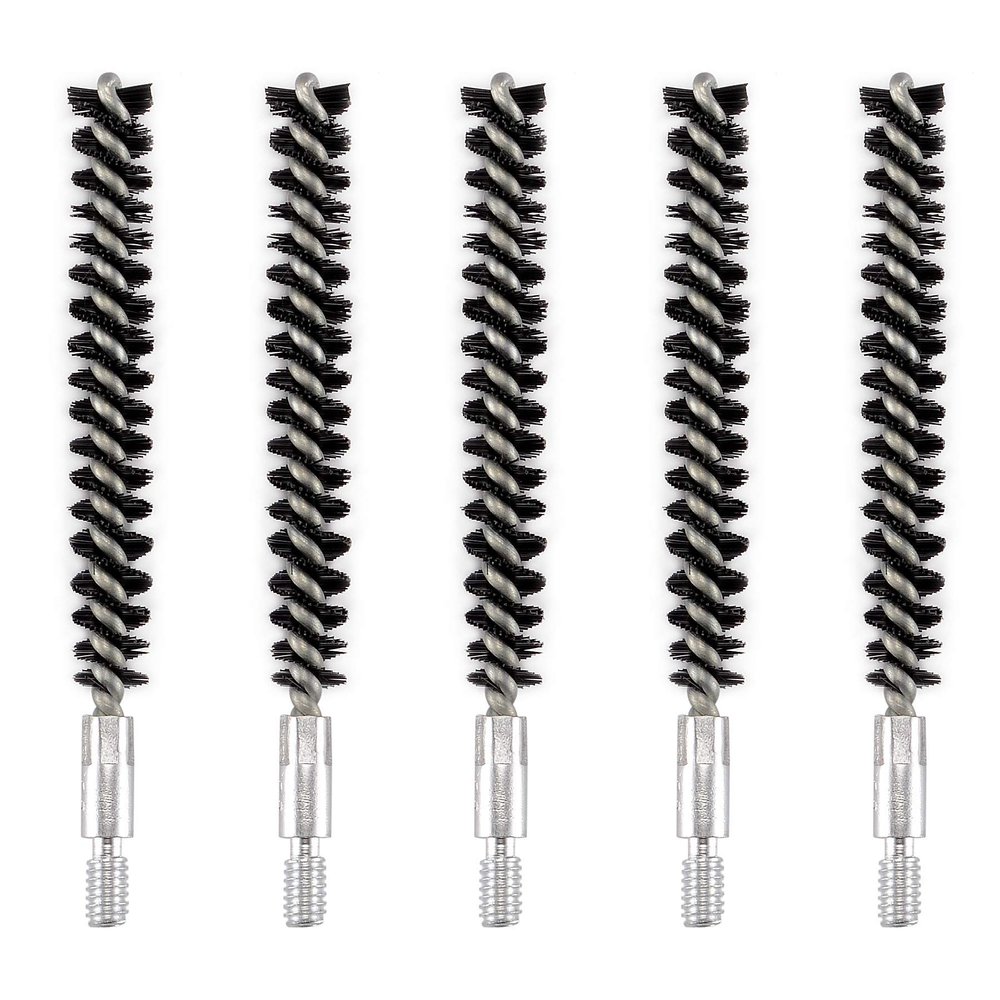 BOOSTEADY 5 Pcs Nylon Bristle Bore Gun Cleaning Brush for Pistol, 50 Professional Square Patches, .260/6.5MM, .17, .22, .357/9MM, .40, .45, .30 Caliber