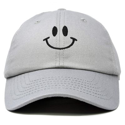 DALIX Smile Baseball Cap Smiling Face Happy Dad Hat Men Women Teens in Gray