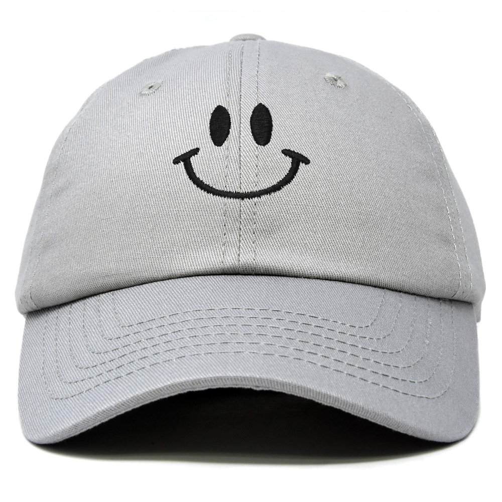 DALIX Smile Baseball Cap Smiling Face Happy Dad Hat Men Women Teens in Gray
