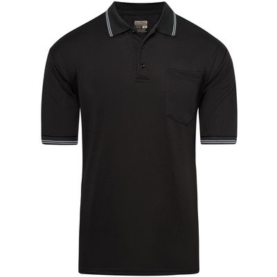 Murray Sporting Goods Short Sleeve Polo Baseball and Softball Umpire Shirt - Sized for Chest Protector (Black, Large)