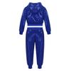 Moily Kids Boys Girls Sequins Hiphop Street Dance Costume Hooded Jacket Top with Pants Modern Latin Jazz Performance Set Shiny Blue 3-4 Years view 2