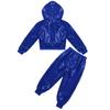 Moily Kids Boys Girls Sequins Hiphop Street Dance Costume Hooded Jacket Top with Pants Modern Latin Jazz Performance Set Shiny Blue 3-4 Years view 4