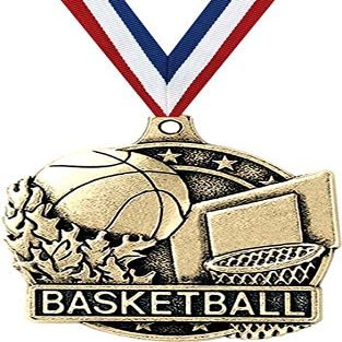Basketball Medals, 2" Gold Kids Basketball Medal Award with Free Custom Engraving 100 Pack