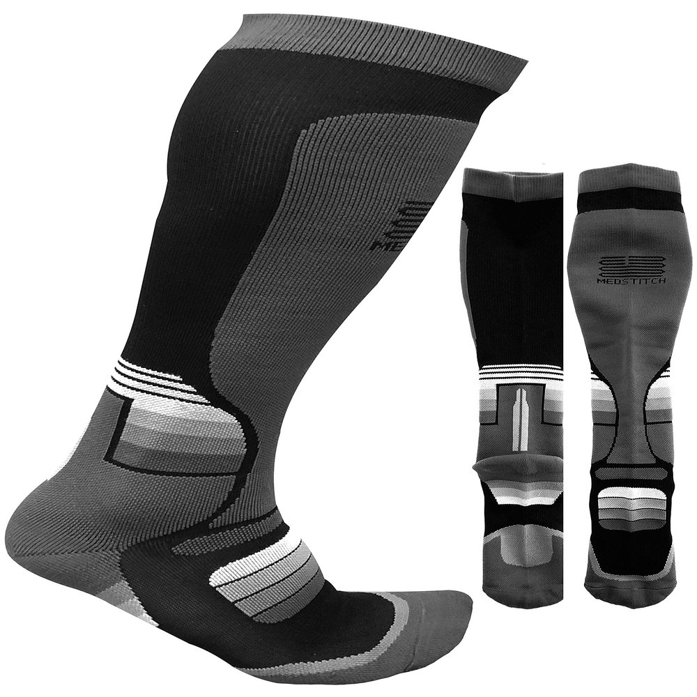 MEDSTITCH USA Compression Socks for Men & Women Compressed at 20-30 mmhg Medical (Gray, L/XL 9-14 usa)
