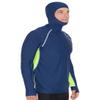 Tuga Men's Snorkel Hooded Rash Guard, UPF 50+, USA Made, Navy/Neon Green, XS view 1