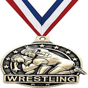 Wrestling Medals, 2" Gold Kids Wrestling Medal Award with Free Custom Engraving 100 Pack
