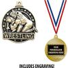 Wrestling Medals, 2" Gold Kids Wrestling Medal Award with Free Custom Engraving 100 Pack view 2
