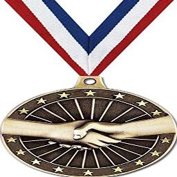 Handshake Medals, 2" Gold Handshake Medal Award with Free Custom Engraving 50 Pack Prime