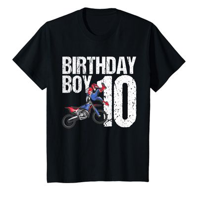 10 Year Old Dirt Bike Birthday Party Motocross MX 10th Gift T-Shirt