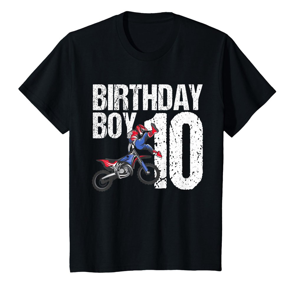 10 Year Old Dirt Bike Birthday Party Motocross MX 10th Gift T-Shirt