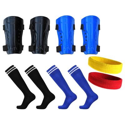 Haploon Shin Guards Soccer Football Shin Pads Protector of high-Elasticity Cotton Soccer Socks and 2 sweatbands for 5-12 Old Kids, Teenagers, Boys, Girls