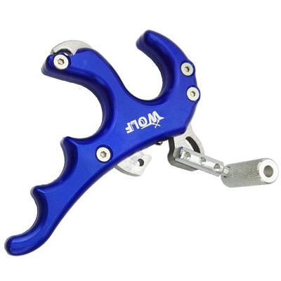 Compound Bow Release Aid Trigger Archery 4 Finger Release Aid Grip Caliper Accessories for Outdoor Hunting (Blue)
