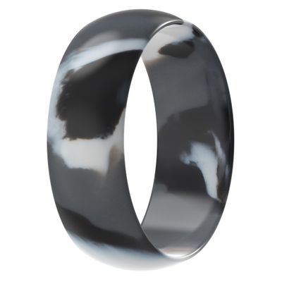 ThunderFit Silicone Wedding Ring for Men - Rubber Engagement Band - Width 8.0mm Thickness 2.0mm (Grey Camo, 8-8.5 (18.50mm)