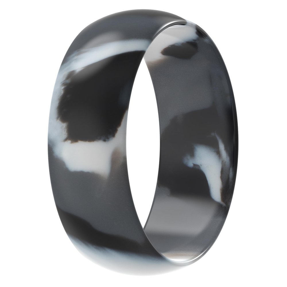ThunderFit Silicone Wedding Ring for Men - Rubber Engagement Band - Width 8.0mm Thickness 2.0mm (Grey Camo, 8-8.5 (18.50mm)