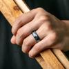 ThunderFit Silicone Wedding Ring for Men - Rubber Engagement Band - Width 8.0mm Thickness 2.0mm (Grey Camo, 8-8.5 (18.50mm) view 2