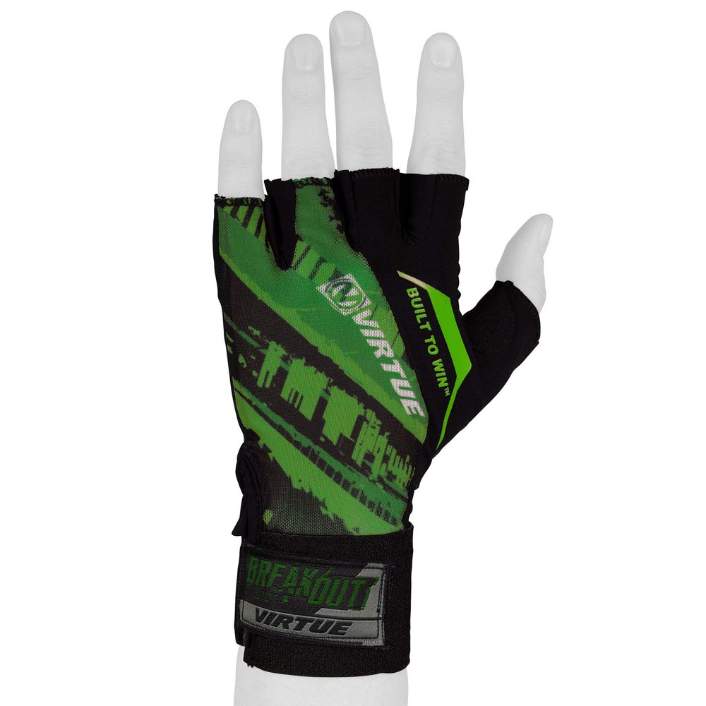 VIRTUE Mesh Breakout Gloves - Half Finger Paintball Gloves - Graphic Green (SM/MD/LG)