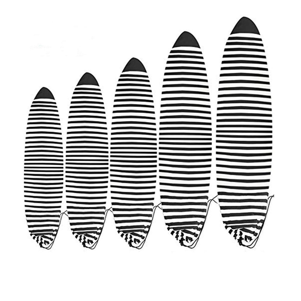 UCEDER Surfboard Sock Cover,Lightweight Stretch Board Bag for Sun Protection,Foldable Surfboard Sock Sleeve Perfect for Travel and Transportation(Black and White, 6'10")