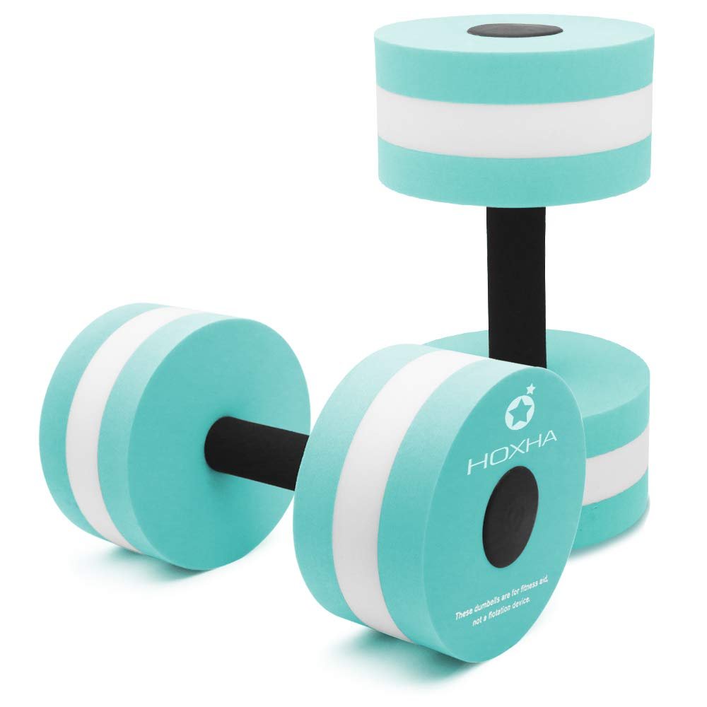 Water Dumbbells Cyan, 2Pcs Pool Weights for Water Aerobic Exercise