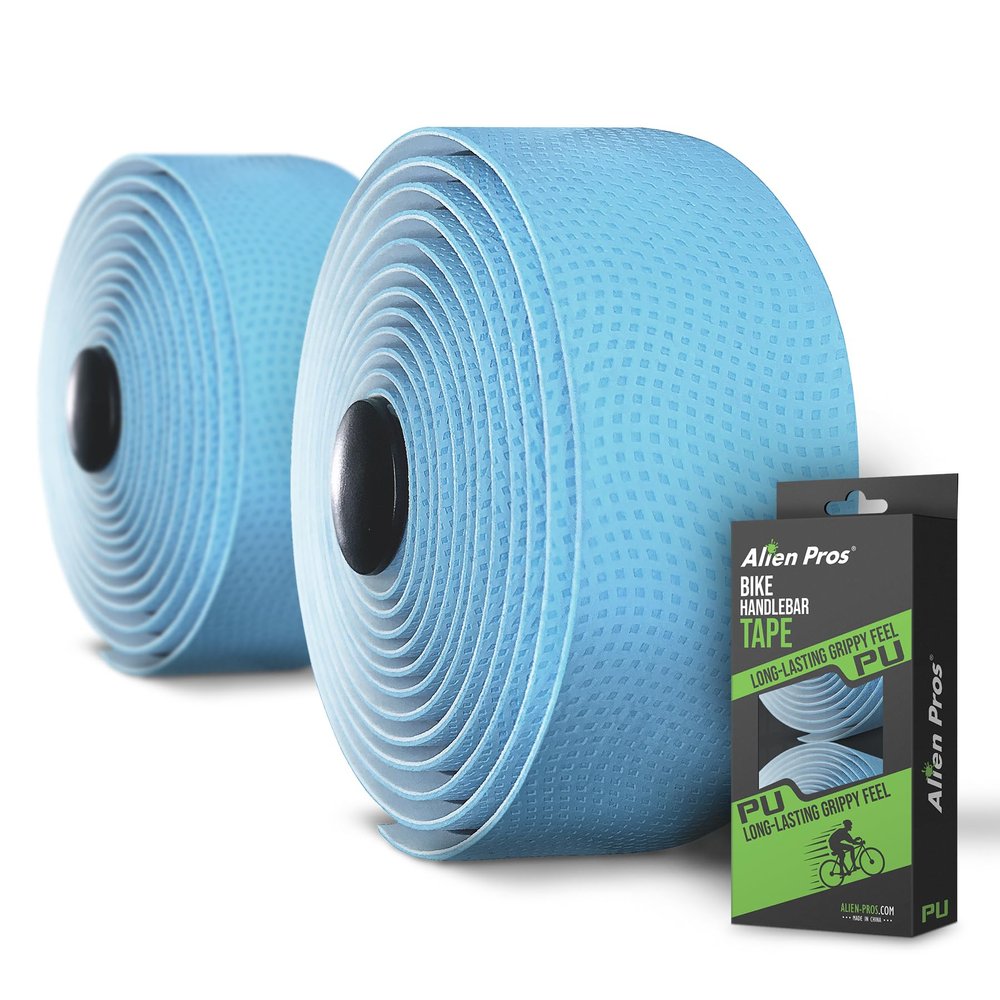 ALIEN PROS Bike Handlebar Tape PU (Set of 2) Blue - Enhance Your Bike Grip with These Bicycle Handle bar Tape - Wrap Your Bike for an Awesome Comfortable Ride (Set of 2, Blue)