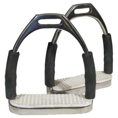 Derby Originals 4.25" Stainless Steel Flex Comfort Stirrup Iron Pair with White Rubber Tread