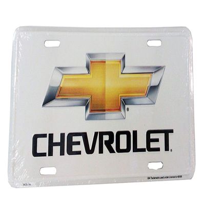B.Fighting Chevy Bow Tie Logo License Plate (White)