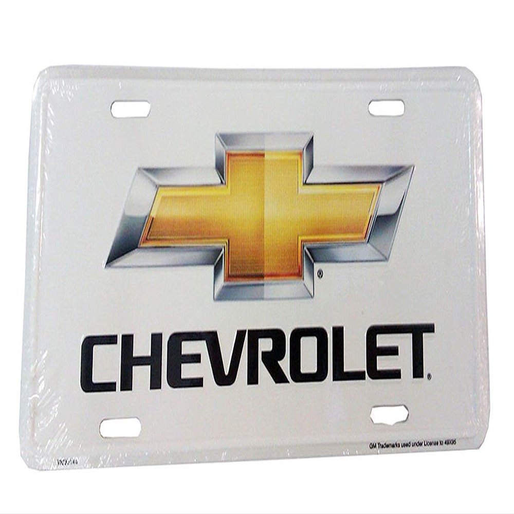 B.Fighting Chevy Bow Tie Logo License Plate (White)