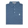 Alabama Co. Ocean Blue & Ice Blue Magnolia Stripe Performance Polo - Self Collar view 1
