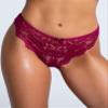 Yandy Womens Sheer Floral Lace Boyshort Thong with Scalloped Trim Wine Medium view 2