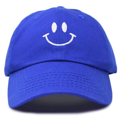 DALIX Smile Baseball Cap Smiling Face Happy Dad Hat Men Women Teens in Royal Blue