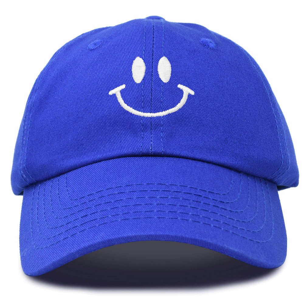 DALIX Smile Baseball Cap Smiling Face Happy Dad Hat Men Women Teens in Royal Blue