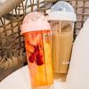 YYDSJFM Creative Water Cup,One Cup of Two Different Drinks Two Straws Couple Outdoor Drinking Cup for Camping Hiking Backpacking Travel Office,A view 2