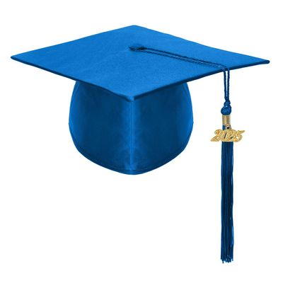 TopTie Shiny Kindergarten Child Size Graduation Cap Hat with 2025 Tassel-Royal Blue