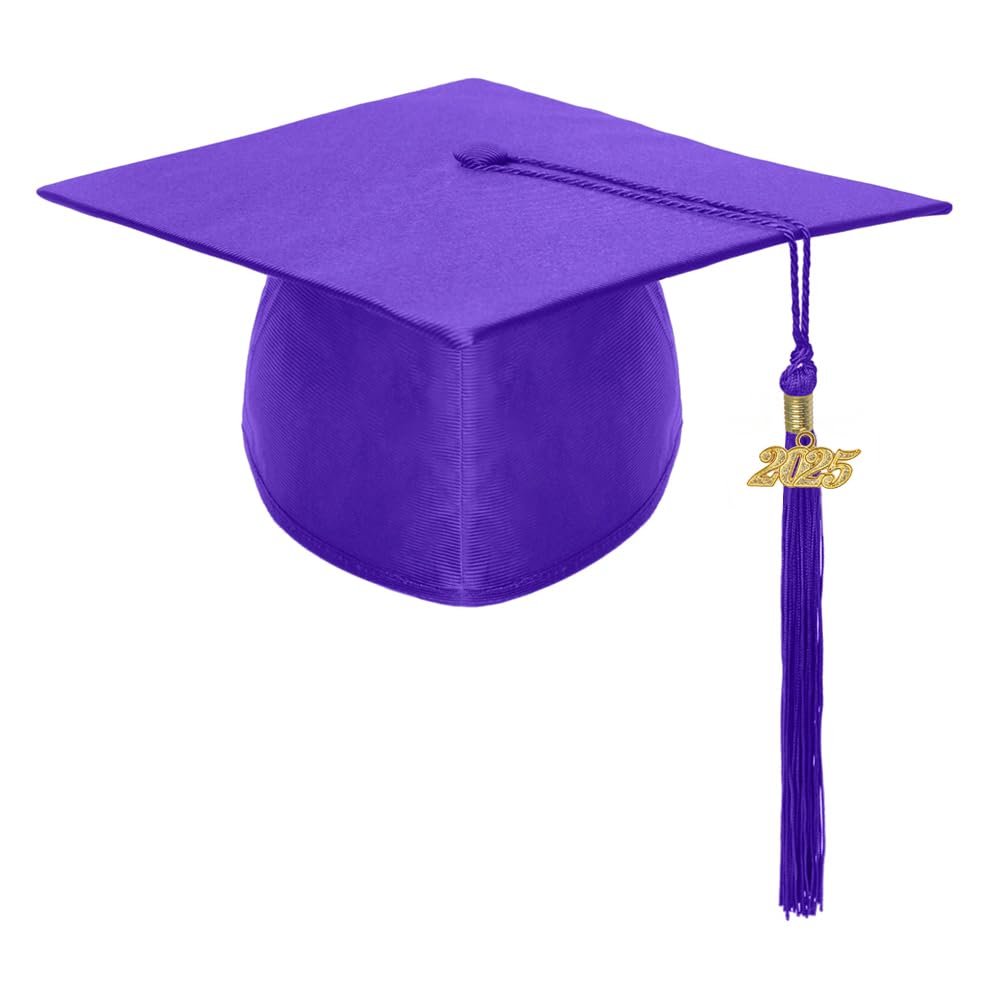 TopTie Shiny Kindergarten Child Size Graduation Cap Hat with 2025 Tassel-Purple