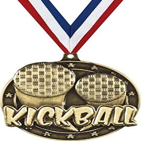 Kickball Medals, 2" Gold Kickball Medal Award with Free Custom Engraving 100 Pack