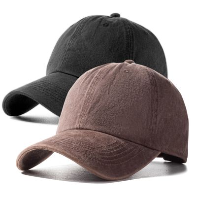 2 Pack Baseball Caps Golf Dad Hats,Ajustable Vintage Washed Cotton Ball Cap for Men Women(Coffee+Black)