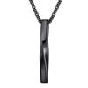 Moolee Mens Stainless Steel Pendant Necklace Twisted Cube Bar Pendant with Link Chain, Black with 24 Inches Box Chain view 1