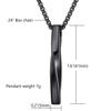 Moolee Mens Stainless Steel Pendant Necklace Twisted Cube Bar Pendant with Link Chain, Black with 24 Inches Box Chain view 2