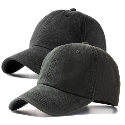 2 Pack Baseball Caps Golf Dad Hats,Ajustable Vintage Washed Cotton Ball Cap for Men Women(Army Green+Black)