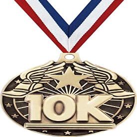 10K Medals, 2" Gold 10K Race Medal Award with Free Custom Engraving 10 Pack