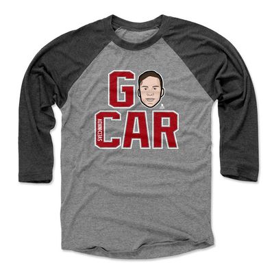 500 LEVEL Andrei Svechnikov Tee Shirt (Baseball Tee, XXX-Large, Black/Heather Gray) - Carolina Raglan Tee - Andrei Svechnikov GO CAR R WHT