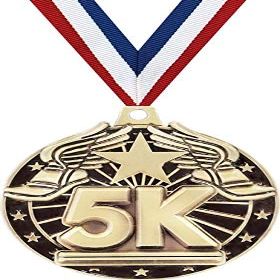 5K Medals, 2" Gold 5K Race Medal Award with Free Custom Engraving 10 Pack