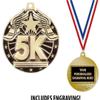 5K Medals, 2" Gold 5K Race Medal Award with Free Custom Engraving 10 Pack view 2