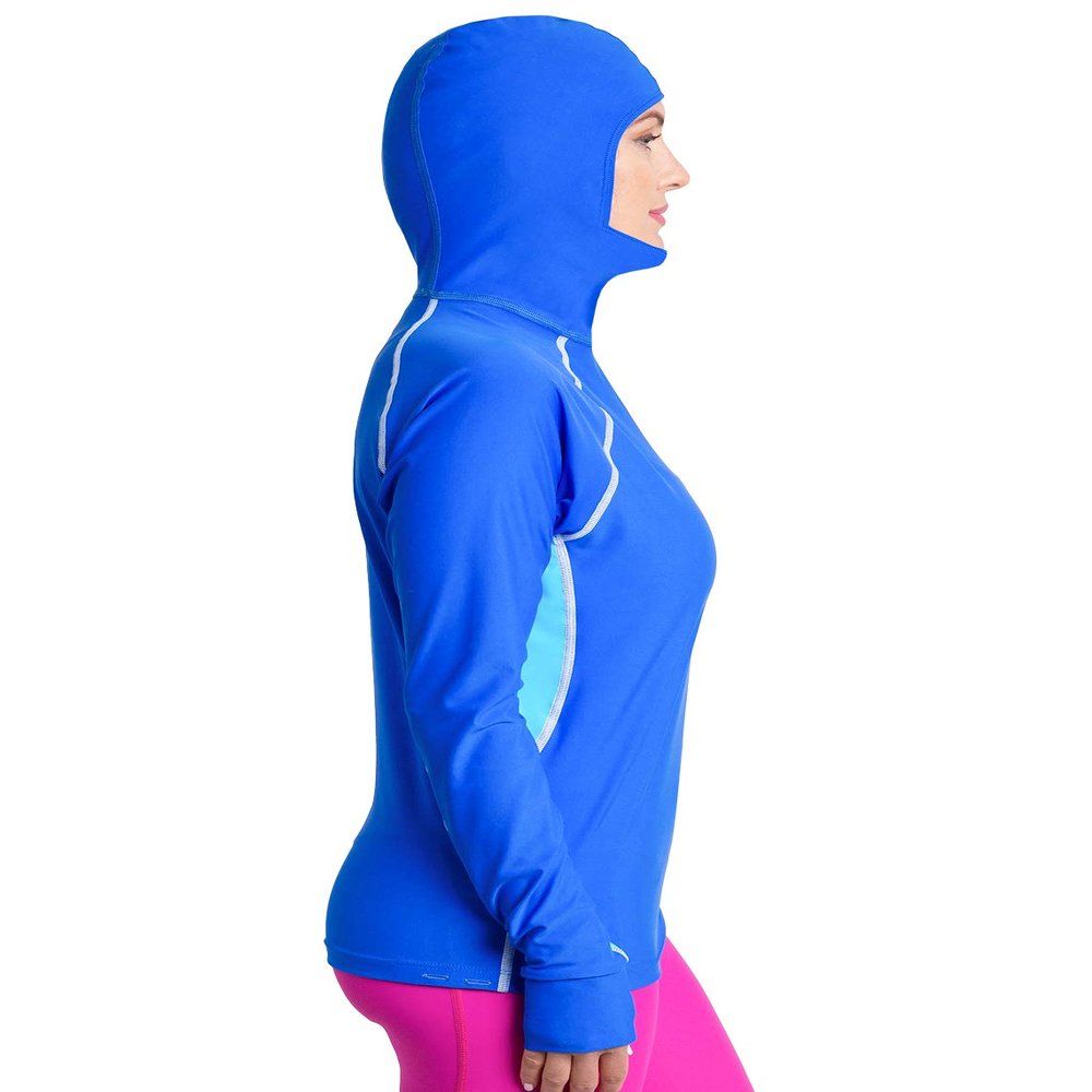 Tuga Women's Snorkel Hooded Top, UPF 50+, Made in USA, Royal/Hawaii, Small